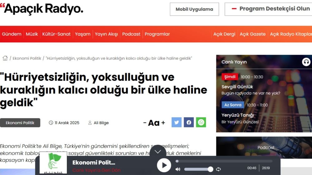 Hürriyetsizliğin, yoksulluğun ve kuraklığın kalıcı olduğu bir ülke haline geldik...