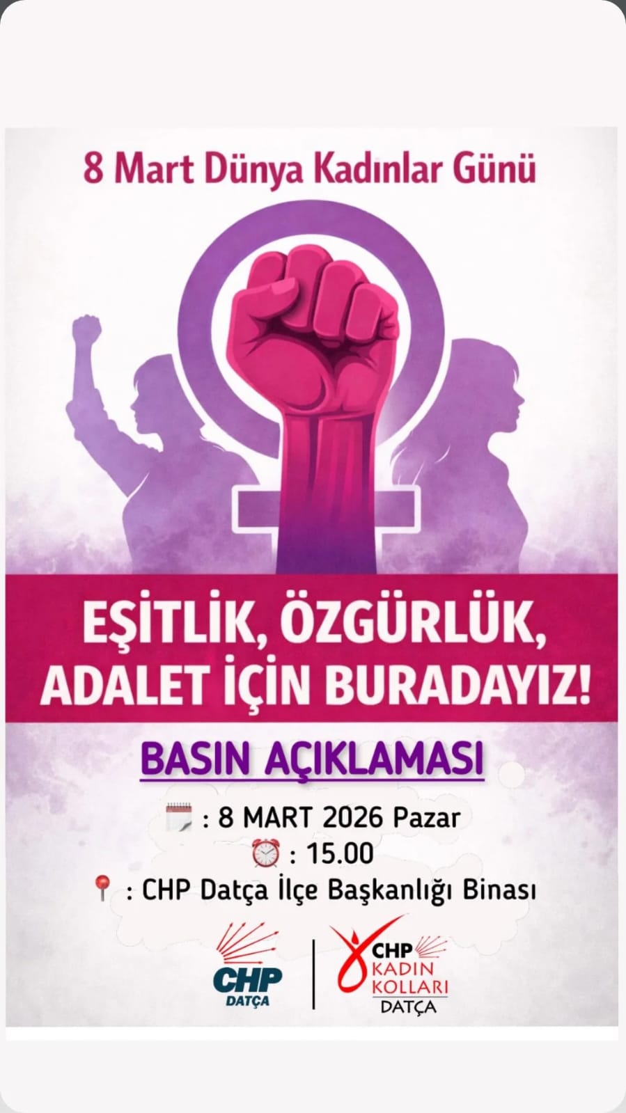 CHP Datça Kadın Kolları’ndan 8 Mart Çağrısı