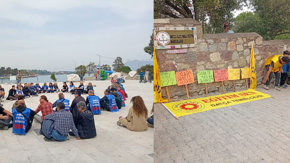 Eğitim Sendikaları “Şiddete Karşı” Oturma Eylemi Yaptı