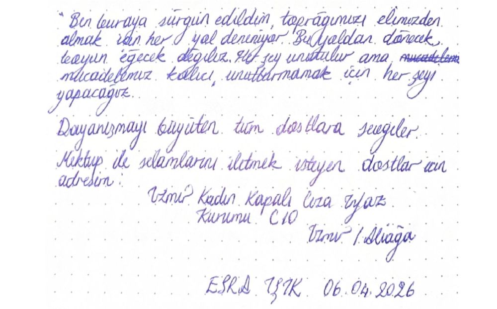 Esra Işık İzmir'e Gönderildi