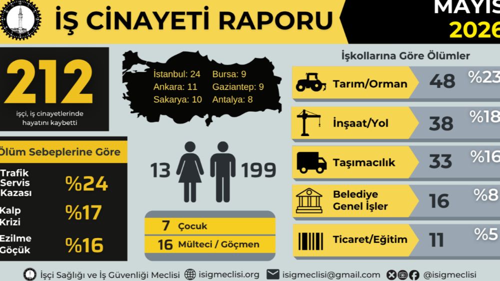 İSİG Meclisi: Mayıs Ayında 212 İş Cinayetinin 7’si Çocuk İşçi