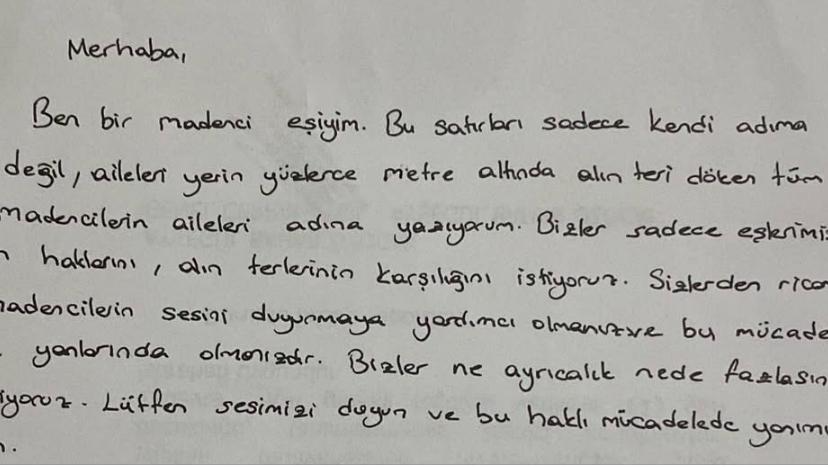 Madenci Eşitlerinden  Kamuoyuna Açık Mektup