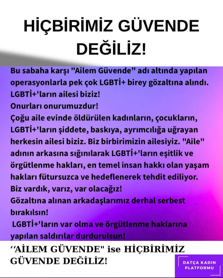 Datça Kadın Platformu: “Ailem Güvende” ise hiçbirimiz güvende değiliz